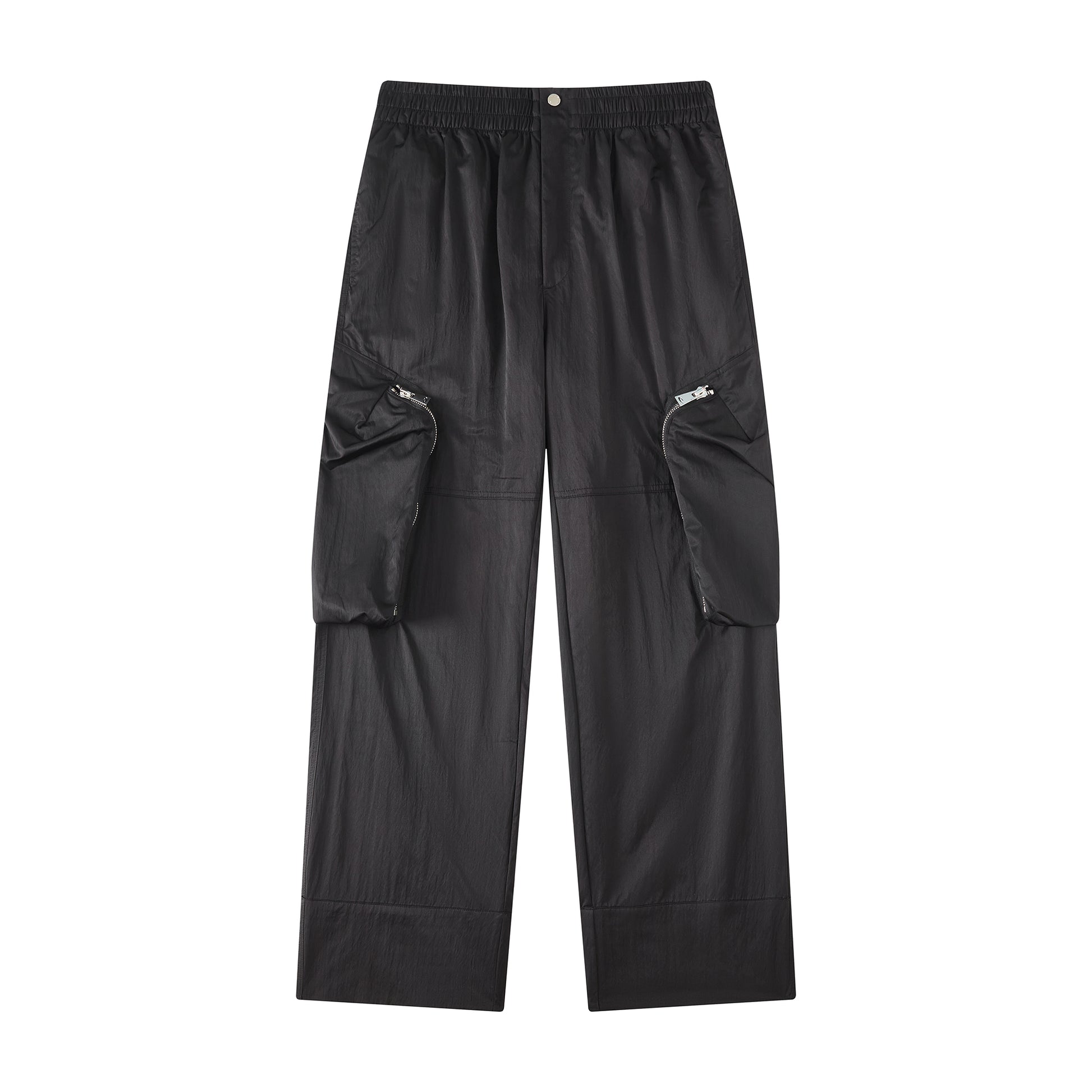 MOONGONE Black Nylon Pocket Cargo Pants for Men