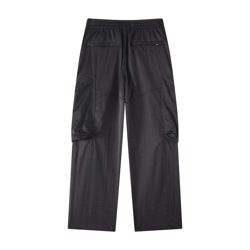 MOONGONE Black Nylon Pocket Cargo Pants for Men